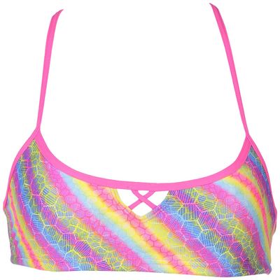 arena Rulebreaker BE Bandeau Bikini Top Athletic Sport Swim Top for Women, Paparazzi, Large