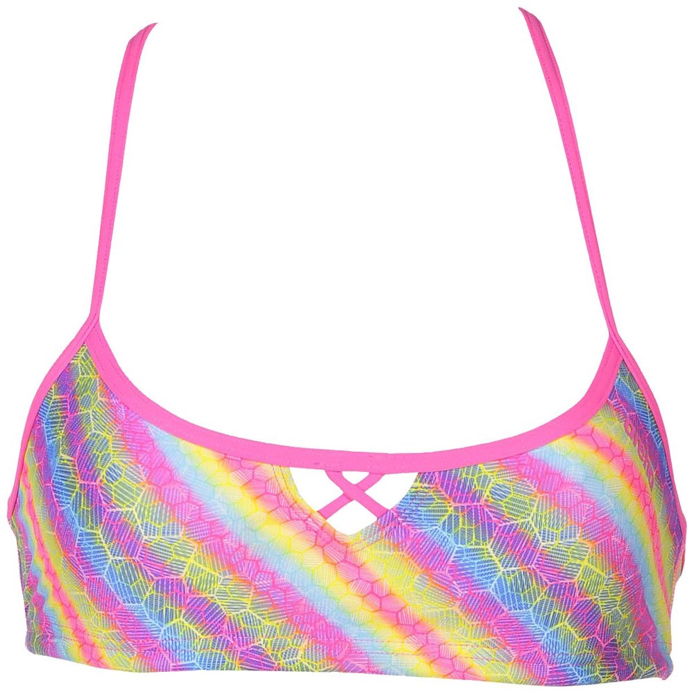 arena Rulebreaker BE Bandeau Bikini Top Athletic Sport Swim Top for Women, Paparazzi, Large