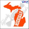 Eyecandy Decals Michigan State Shape with Michigan Text 6" Decal Sticker Orange view 1