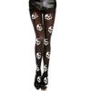 Skull Print Tights - One Size - Black / White view 1