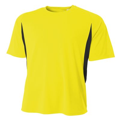 A4 Men's Cooling Performance Color Block Short Sleeve Crew, Safety Yellow/Black, 4X-Large