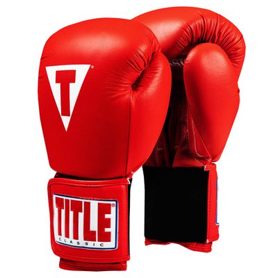 Title Classic Leather Elastic Training Gloves 2.0, Red, 18 oz