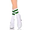 MUSIC LEGS Acrylic Ankle Hi Sock with Striped Top, White/Hunter Green view 1