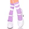 Striped Ankle High Socks - Light Purple/White - O/S view 1