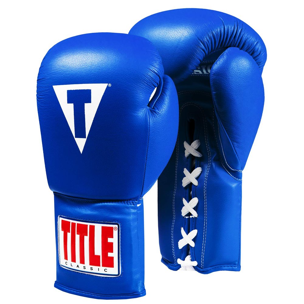 Title Classic Leather Lace Training Gloves 2.0, Blue, 18 oz