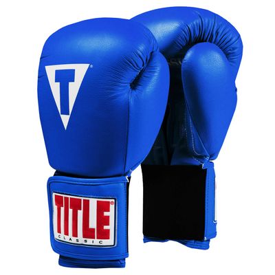 Title Classic Leather Elastic Training Gloves 2.0, Blue, 14 oz