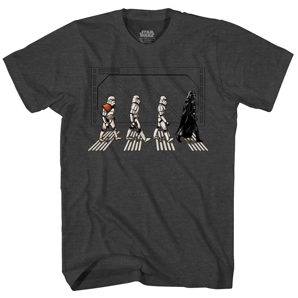 STAR WARS Death Star Road Stormtrooper Crossing T-Shirt (XXXL, Charcoal Heather)