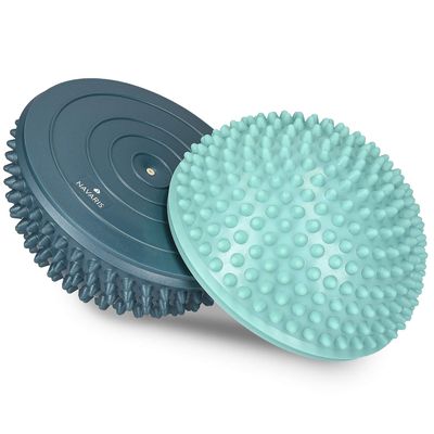 Navaris 2X Hedgehog Balance Pods - Set of 2 Spiky Fitness Domes for Sports, Foot Massage, Stability Training, Balancing in Multiple Colors