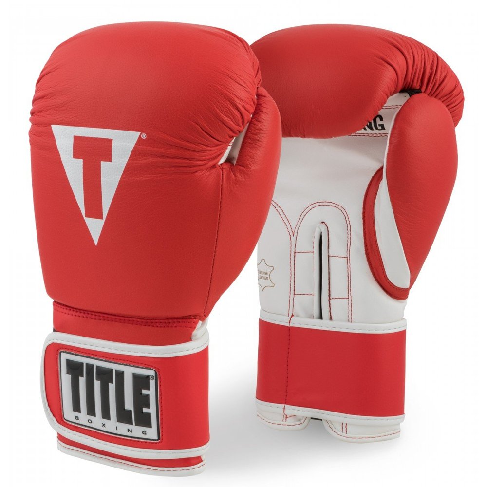 Title Pro Style Leather Training Gloves 3.0, Red/White, 14 oz