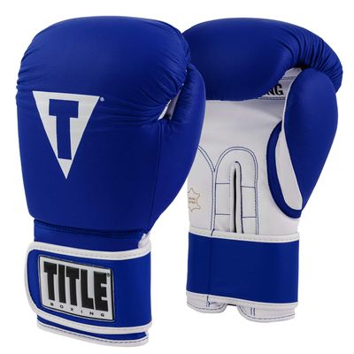 Title Pro Style Leather Training Gloves 3.0, Blue/White, 12 oz