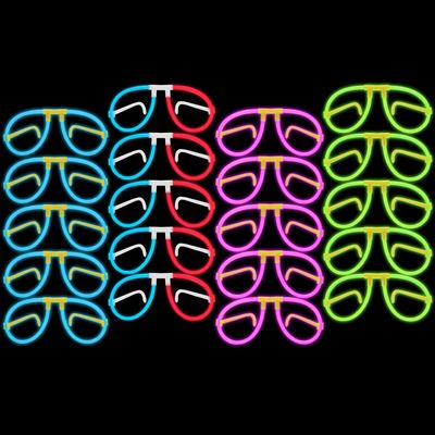 Glow Fever Bendable Glow Stick Glasses - 20ct with Connectors - Party Pack for Concert, Halloween & Birthday Parties - Multi