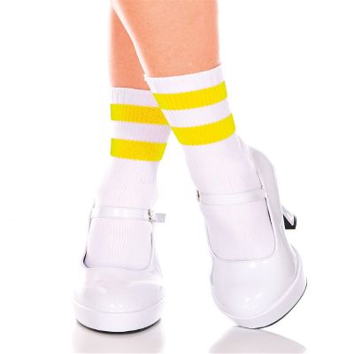Striped Ankle High Socks - White/Yellow - O/S