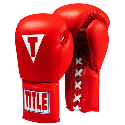 Title Classic Leather Lace Training Gloves 2.0, Red, 16 oz