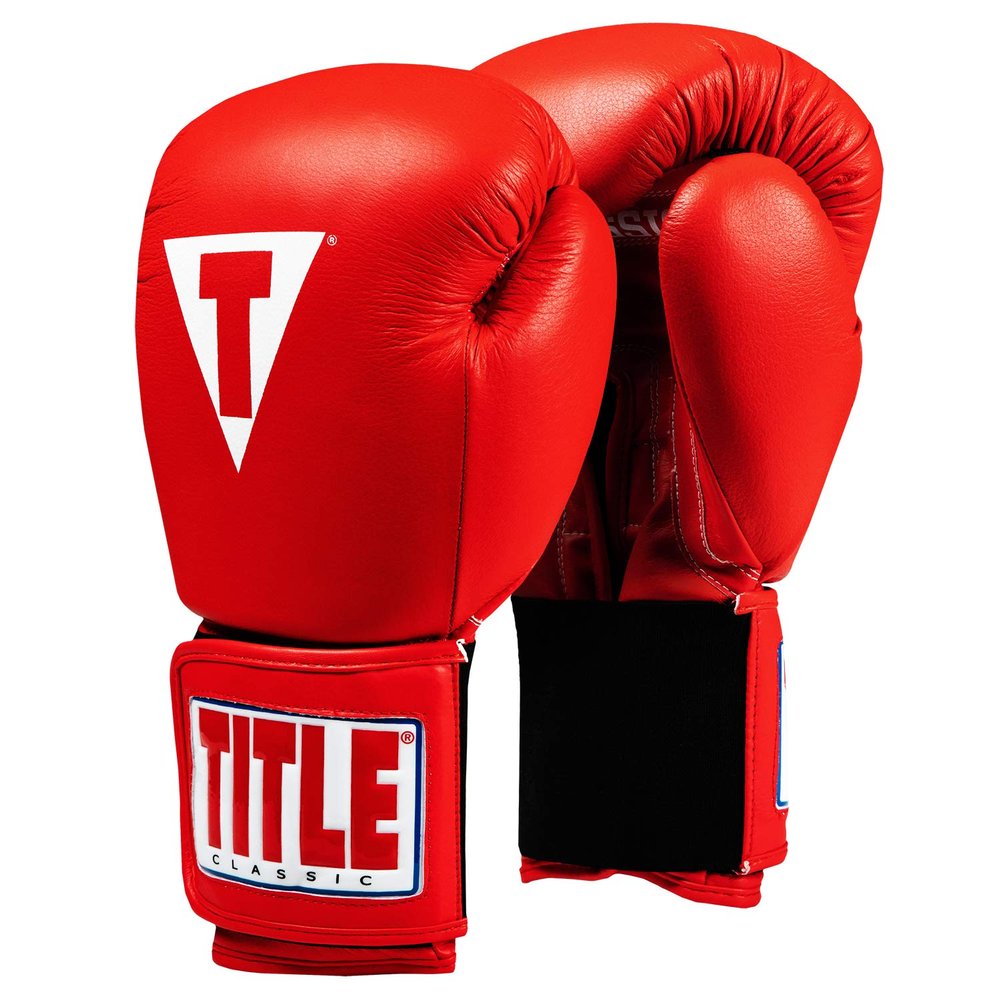 Title Classic Leather Elastic Training Gloves 2.0, Red, 14 oz