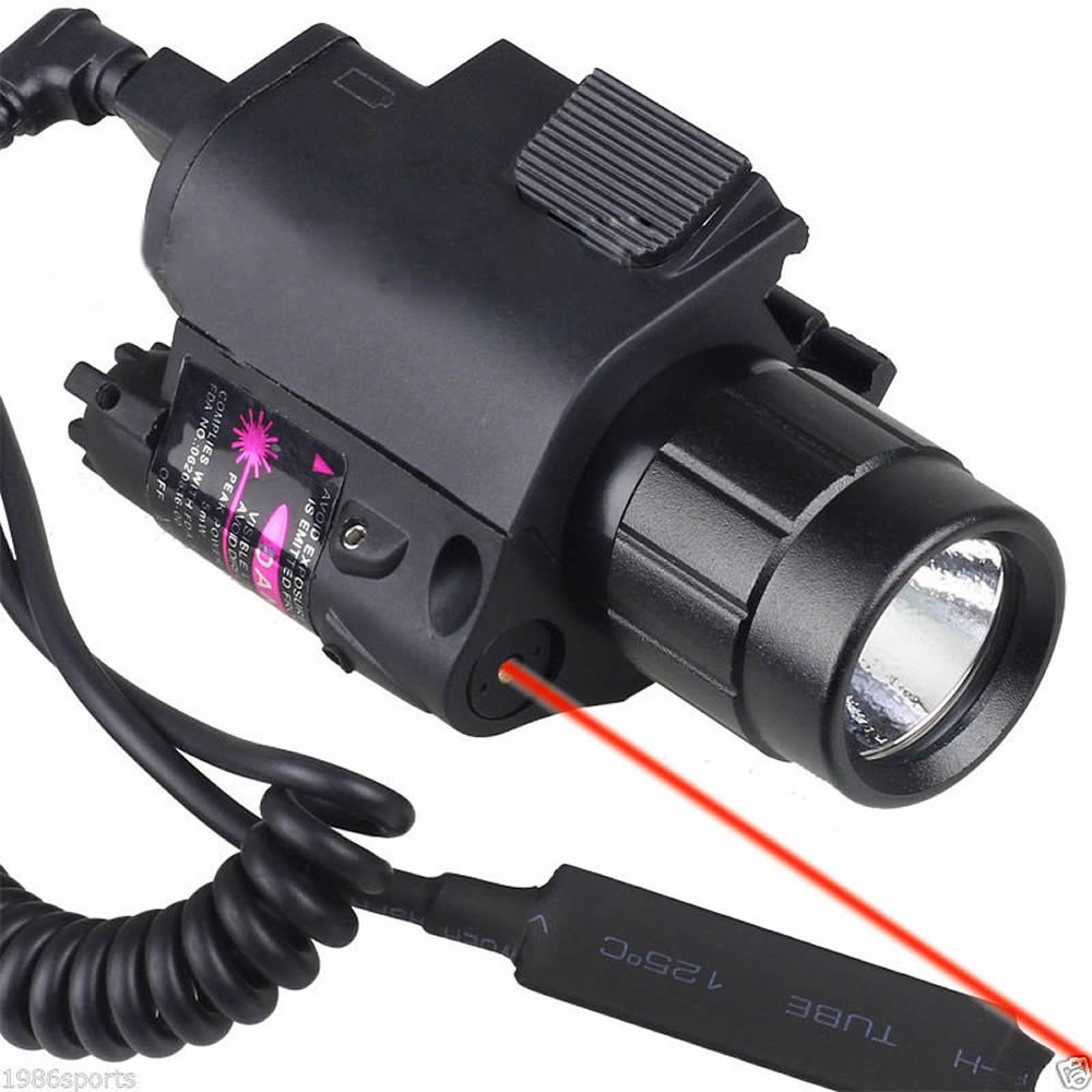 HIGOO Tactical Red Laser Dot Sight + 200 Lumen Flashlight Combo with 20mm Weaver Picatinny Rail Mount for Pistol Handgun
