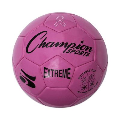 Champion Sports Extreme Series Soccer Ball, Regulation Size 5 - Collegiate, Professional, and League Standard Kick Balls - All Weather, Soft Touch, Maximum Air Retention - For Adults, Teenagers, Pink