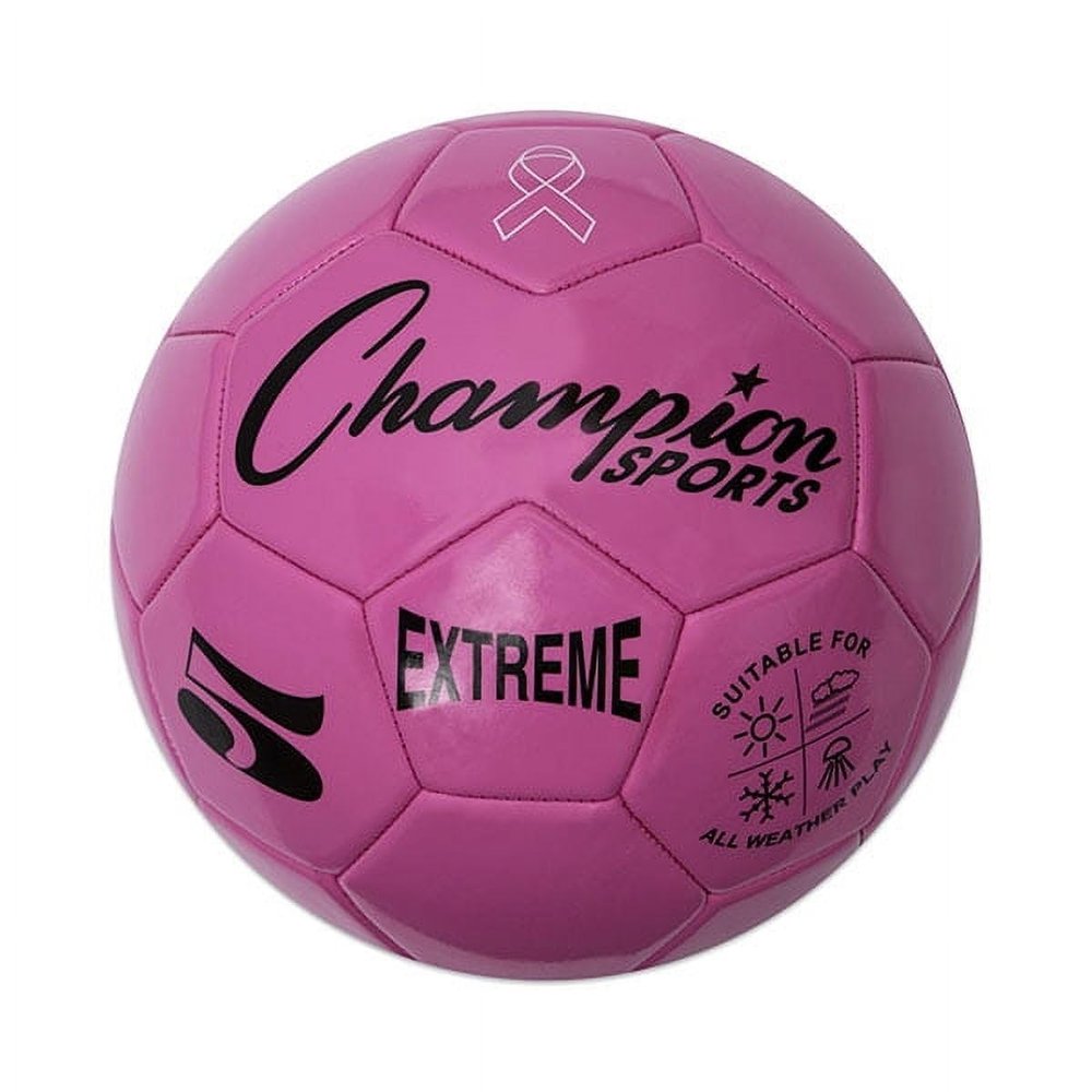 Champion Sports Extreme Series Soccer Ball, Regulation Size 5 - Collegiate, Professional, and League Standard Kick Balls - All Weather, Soft Touch, Maximum Air Retention - For Adults, Teenagers, Pink