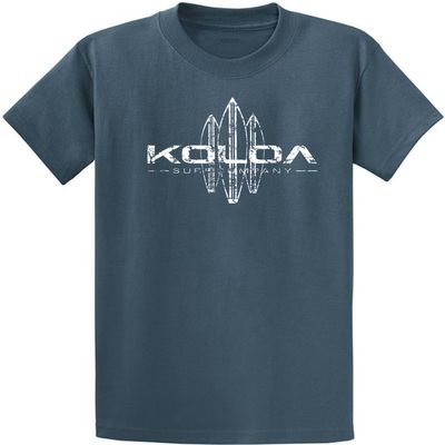 Koloa Surf Vintage Surfboards Logo Heavyweight Cotton T-Shirt-2XL-Steel Blue/w