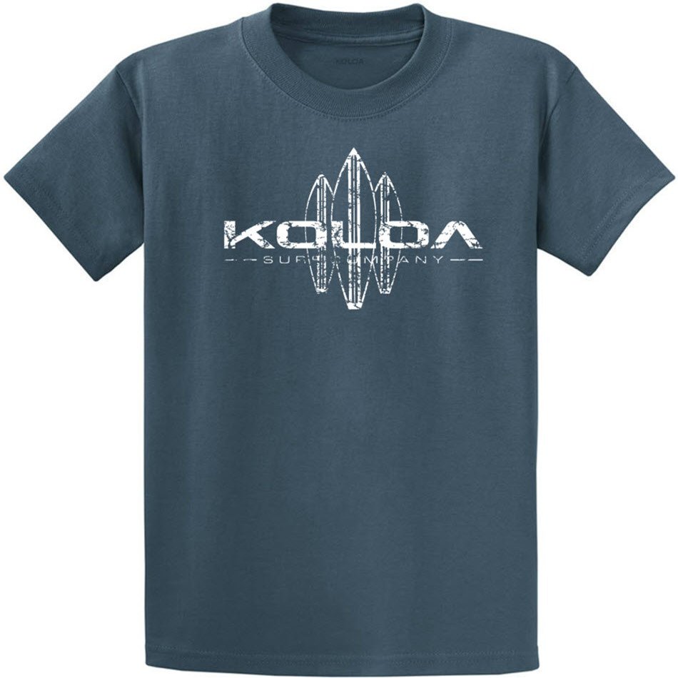 Koloa Surf Vintage Surfboards Logo Heavyweight Cotton T-Shirt-2XL-Steel Blue/w