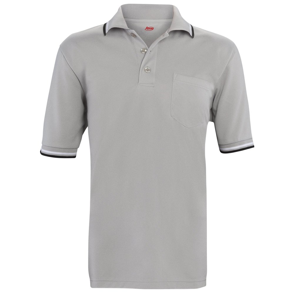 Adams USA Short Sleeve Baseball Umpire Shirt - Sized for Chest Protector, GRAY