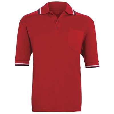 Adams USA Short Sleeve Baseball Umpire Shirt - Sized for Chest Protector, SCARLET