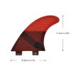 UPSURF Surfing 3fins S Size Double Tabs Fins Base Tri fins Surfboard Thrusters Fiberglass Honeycomb (red) view 3