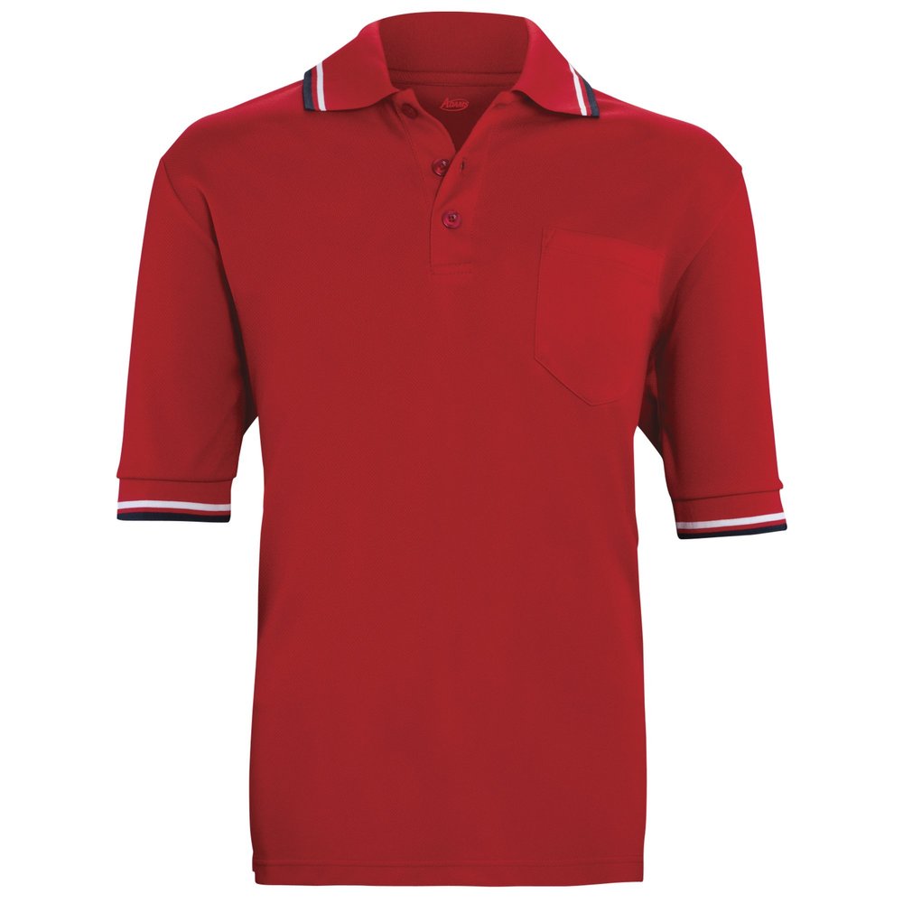 Adams USA Short Sleeve Baseball Umpire Shirt - Sized for Chest Protector, SCARLET