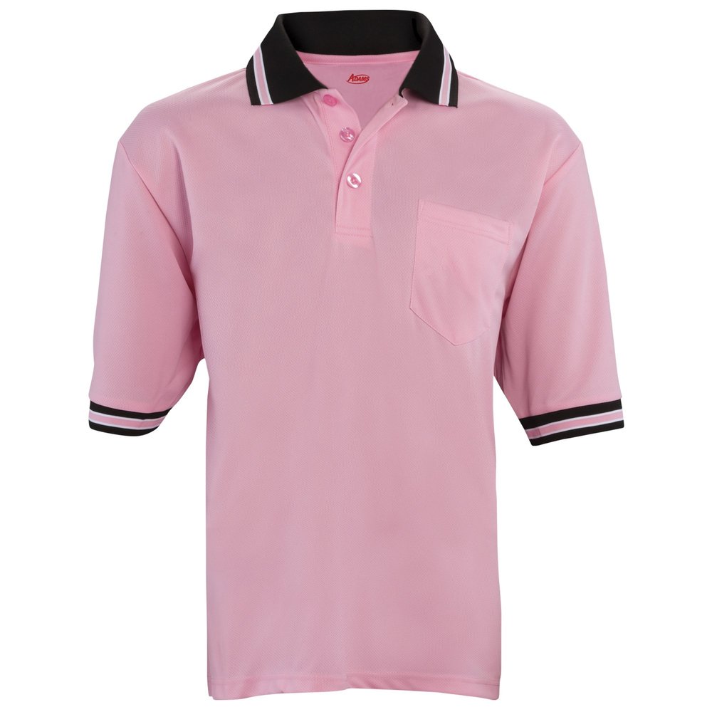 Adams USA Short Sleeve Baseball Umpire Shirt - Sized for Chest Protector, PINK