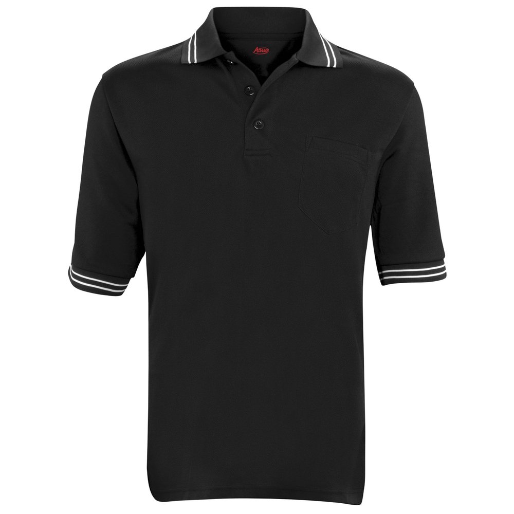 Adams USA Short Sleeve Baseball Umpire Shirt - Sized for Chest Protector, BLACK