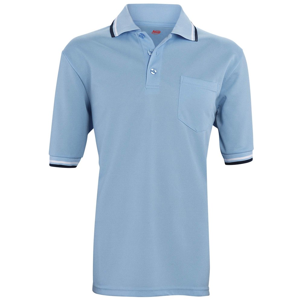 ADAMS USA Short Sleeve Baseball Umpire Shirt - Sized for Chest Protector, Powder Blue