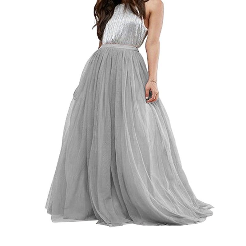 EllieHouse Womens Long Tutu Tulle Skirt Silver Size XXL PC25