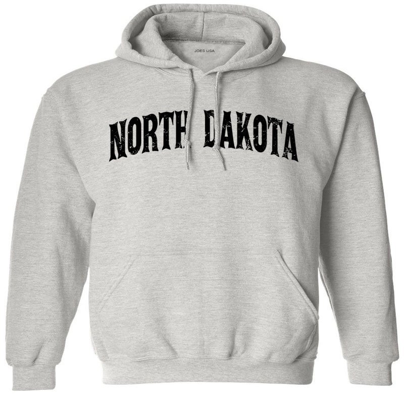 Joe's USA Vintage States Logo Hoodie-2XL-Ash-NorthDakota/b