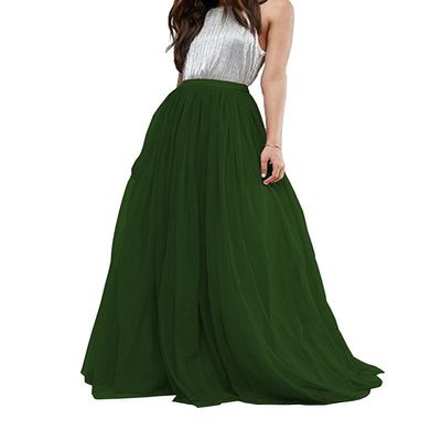 EllieHouse Womens Long Tutu Tulle Skirt Green Size XXL PC25