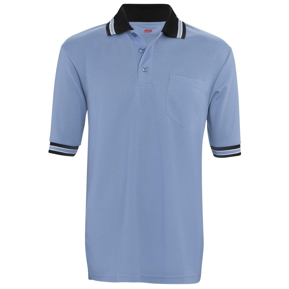 Adams USA Short Sleeve Baseball Umpire Shirt - Sized for Chest Protector, COLUMBIA BLUE