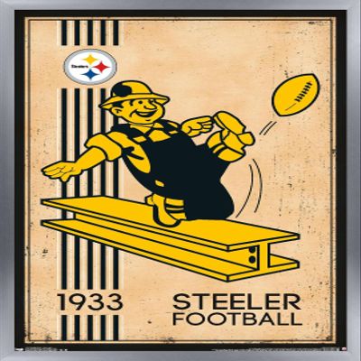 Trends International NFL Pittsburgh Steelers - Retro Logo 14 Wall Poster, 22.375" x 34", Silver Framed Version