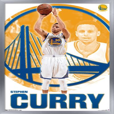 Trends International NBA Golden State Warriors - Stephen Curry 15 Wall Poster, 22.375" x 34", Silver Framed Version