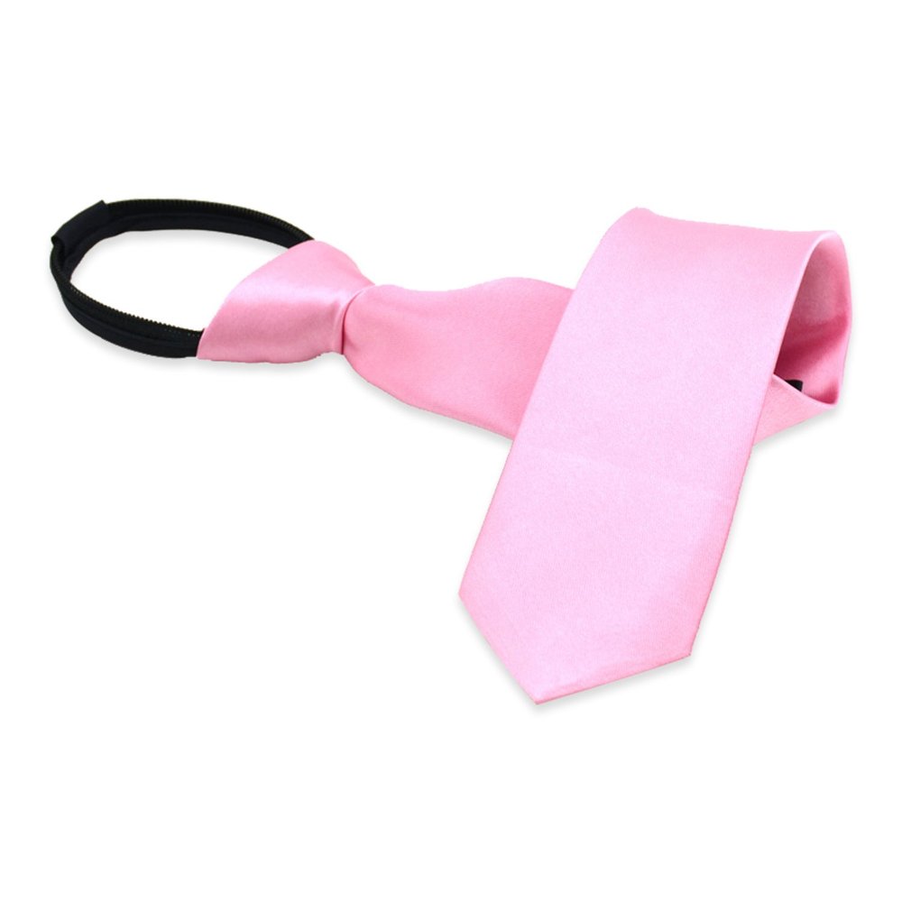 Aurya Solid Color Boys Tie, Polyester Satin Pre-tied Necktie with Adjustable Zipper for Kids Age 812, Wedding, School & Graduation