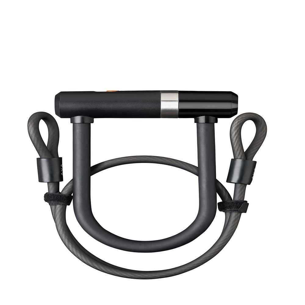 AXA Newton Mini Bike U-Lock with Cable, Heavy Duty Anti-Theft Bicycle U Lock, 14mm Shackle and 10mm x3.25ft Length Security Cable with Mounting Bracket and Keys