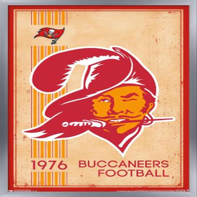 Trends International NFL Tampa Bay Buccaneers - Retro Logo 14 Wall Poster, 22.375" x 34", Silver Framed Version