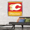 Trends International NHL Calgary Flames - Retro Logo 13 Wall Poster, 22.375" x 34", Silver Framed Version view 2