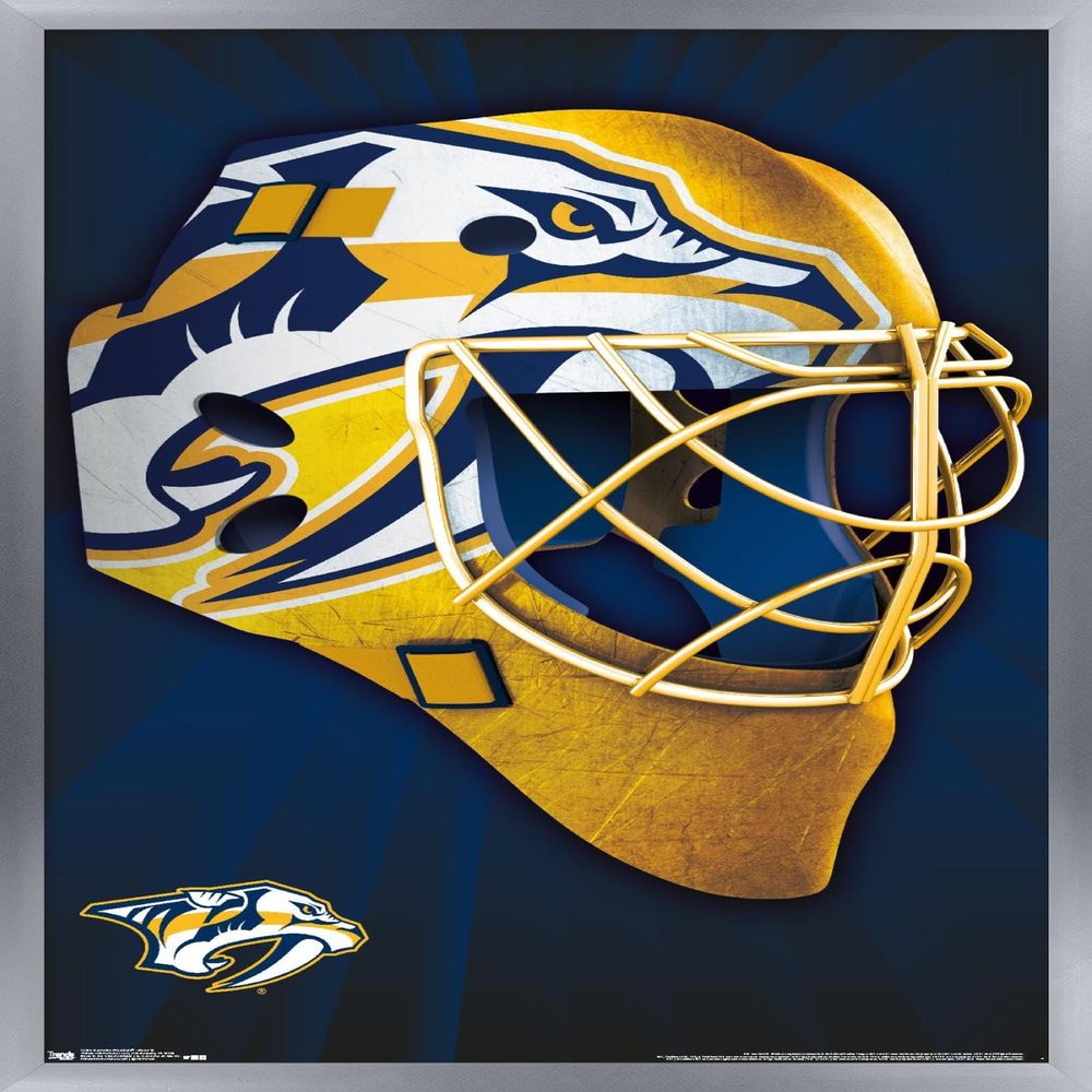 Trends International NHL Nashville Predators - Mask 16 Wall Poster, 22.375" x 34", Silver Framed Version