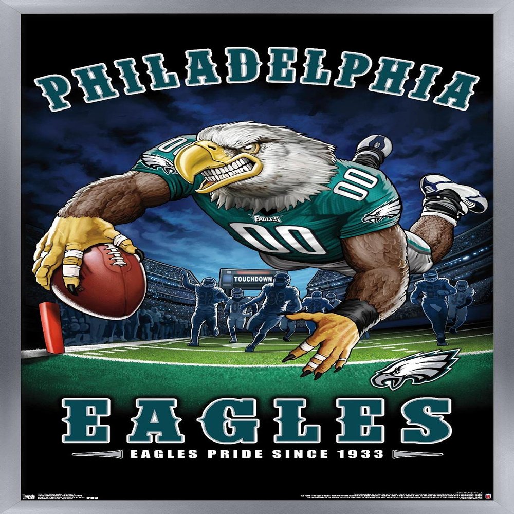 Trends International NFL Philadelphia Eagles - End Zone 17 Wall Poster, 22.375" x 34", Silver Framed Version