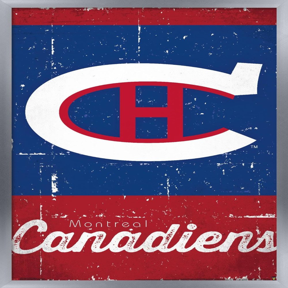 Trends International NHL Montreal Canadiens - Retro Logo 13 Wall Poster, 22.375" x 34", Silver Framed Version