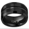 CROWNAL 4mm 6mm 8mm Black Tungsten Wedding Band Ring Men Women Beveled edges Polished Grooved Center Engraved I Love You Size 3.5 To 17 (6mm,16) view 2