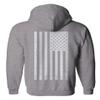 0092. White Vintage American Flag United States America USA us Military Patriotic Sweatshirt Pullover Hoodie (Light Gray, Large) view 3