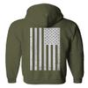0092. White Vintage American Flag United States America USA us Military Patriotic Sweatshirt Pullover Hoodie (Olive, Large) view 3