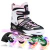 2PM SPORTS Cytia Pink Girls Adjustable Illuminating Inline Skates with Light up Wheels, Fun Flashing Beginner Roller Skates for Kids (Pink, Medium - Big Kid (13C-3 US)) view 1