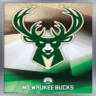 Trends International NBA Milwaukee Bucks - Logo 16 Wall Poster, 22.375" x 34", Silver Framed Version