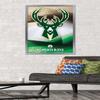 Trends International NBA Milwaukee Bucks - Logo 16 Wall Poster, 22.375" x 34", Silver Framed Version view 2