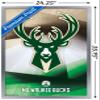 Trends International NBA Milwaukee Bucks - Logo 16 Wall Poster, 22.375" x 34", Silver Framed Version view 3